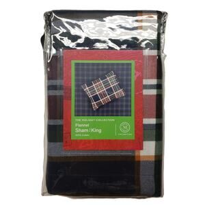 Martha Stewart Holiday Collection Flannel Navy Plaid King Size Sham, One Piece